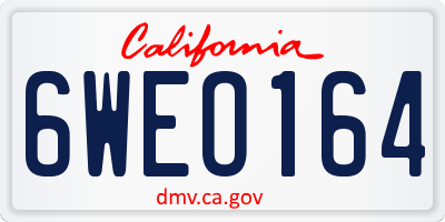 CA license plate 6WEO164