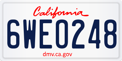 CA license plate 6WEO248