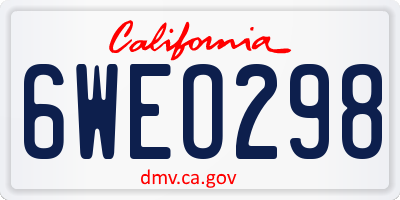 CA license plate 6WEO298