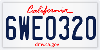 CA license plate 6WEO320
