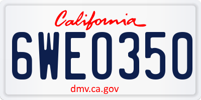 CA license plate 6WEO350