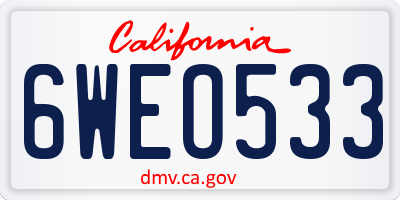 CA license plate 6WEO533