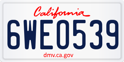 CA license plate 6WEO539