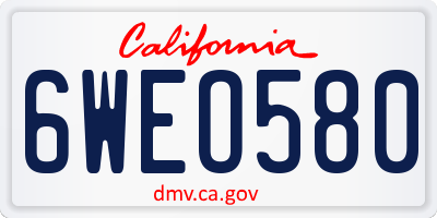 CA license plate 6WEO580
