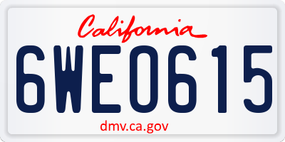 CA license plate 6WEO615