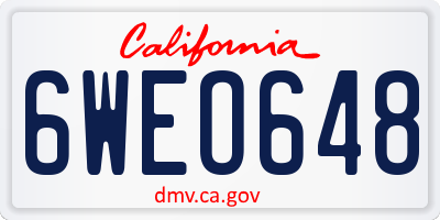 CA license plate 6WEO648