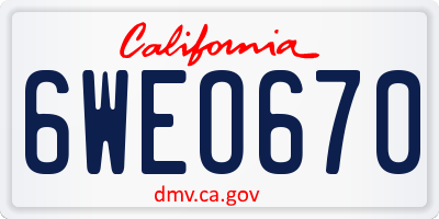 CA license plate 6WEO670
