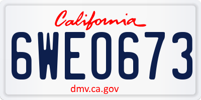 CA license plate 6WEO673