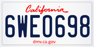 CA license plate 6WEO698
