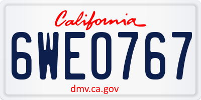CA license plate 6WEO767