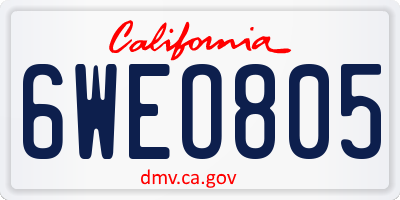 CA license plate 6WEO805