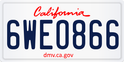 CA license plate 6WEO866