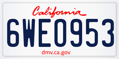 CA license plate 6WEO953