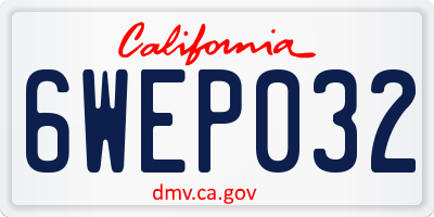 CA license plate 6WEP032
