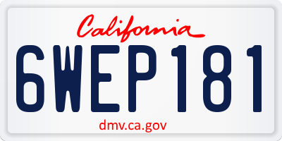 CA license plate 6WEP181