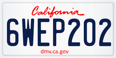 CA license plate 6WEP202
