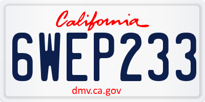 CA license plate 6WEP233