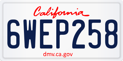 CA license plate 6WEP258