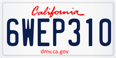 CA license plate 6WEP310