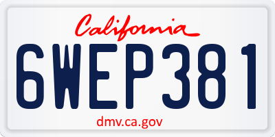 CA license plate 6WEP381