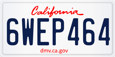 CA license plate 6WEP464