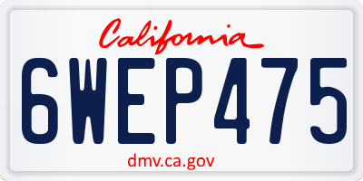 CA license plate 6WEP475