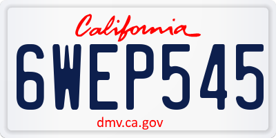 CA license plate 6WEP545