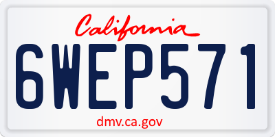 CA license plate 6WEP571