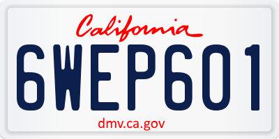 CA license plate 6WEP601