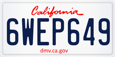CA license plate 6WEP649