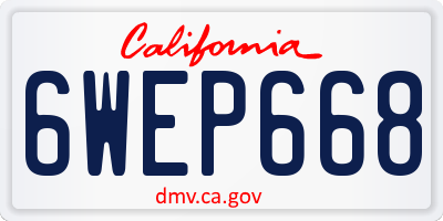 CA license plate 6WEP668