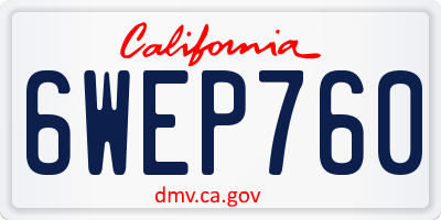 CA license plate 6WEP760