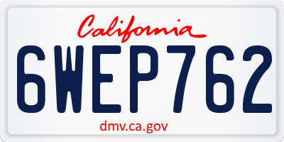 CA license plate 6WEP762