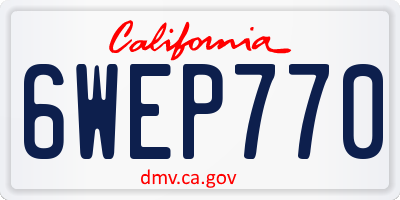 CA license plate 6WEP770