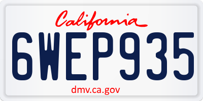 CA license plate 6WEP935