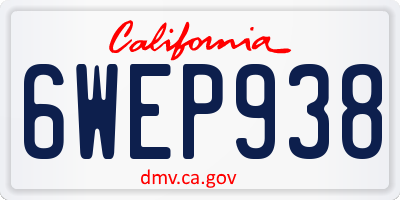 CA license plate 6WEP938