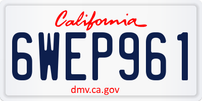 CA license plate 6WEP961