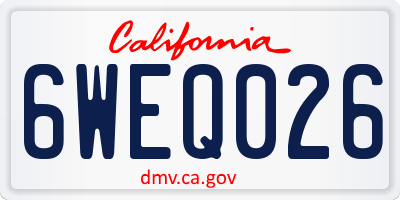 CA license plate 6WEQ026