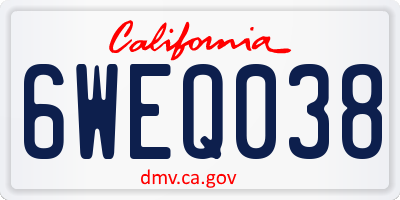 CA license plate 6WEQ038