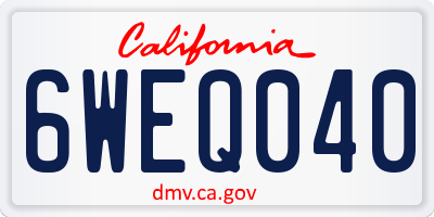 CA license plate 6WEQ040