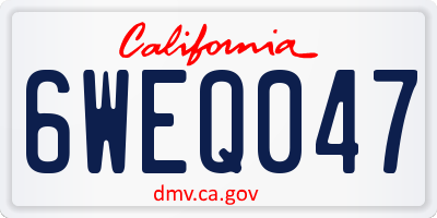 CA license plate 6WEQ047