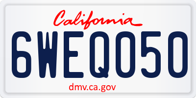 CA license plate 6WEQ050