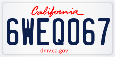 CA license plate 6WEQ067