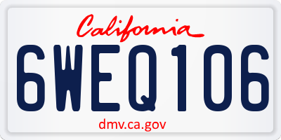 CA license plate 6WEQ106
