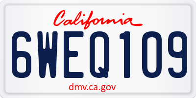 CA license plate 6WEQ109