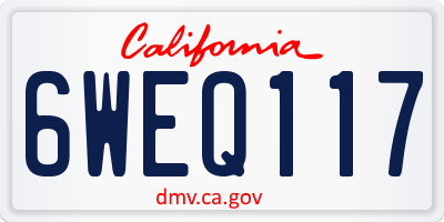 CA license plate 6WEQ117