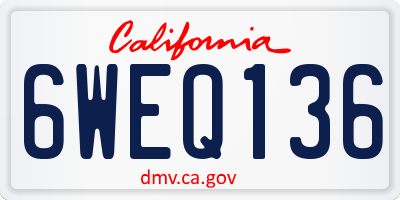 CA license plate 6WEQ136