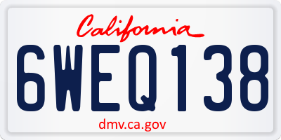 CA license plate 6WEQ138