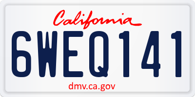 CA license plate 6WEQ141