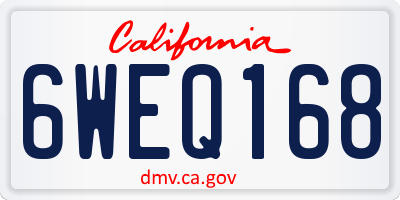 CA license plate 6WEQ168